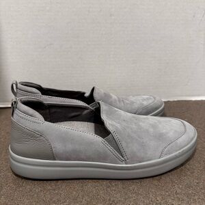 Vionic Penelope Gray Orthotic Comfortable Nubuck Slip-On Leather Sneakers